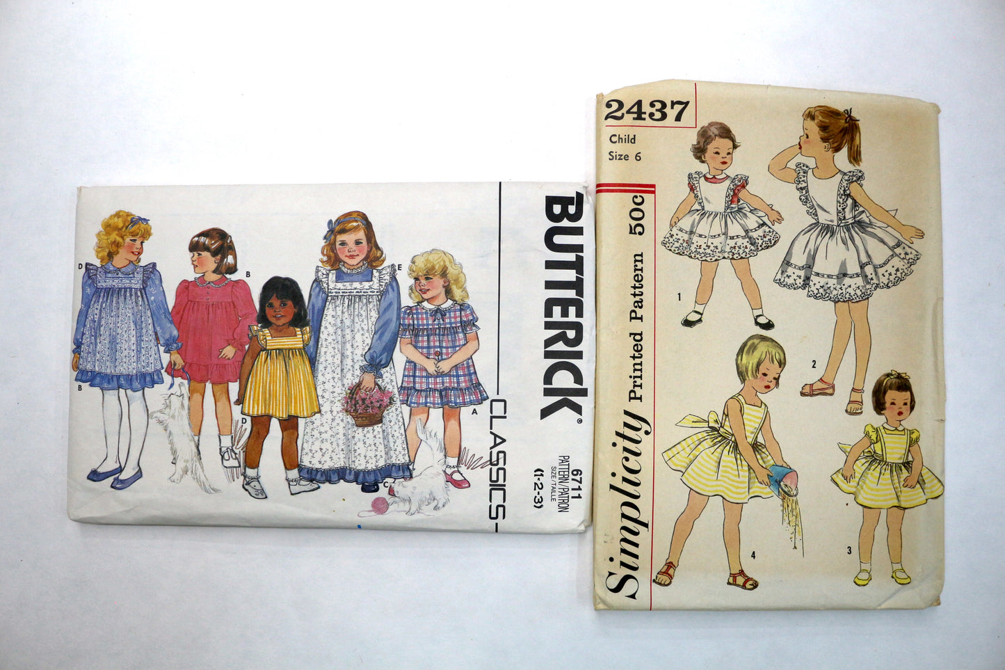 Butterick 6711 Girls Dress Sewing Pattern or Simplicity 2437 Girls Ruffle Dress Sewing Pattern