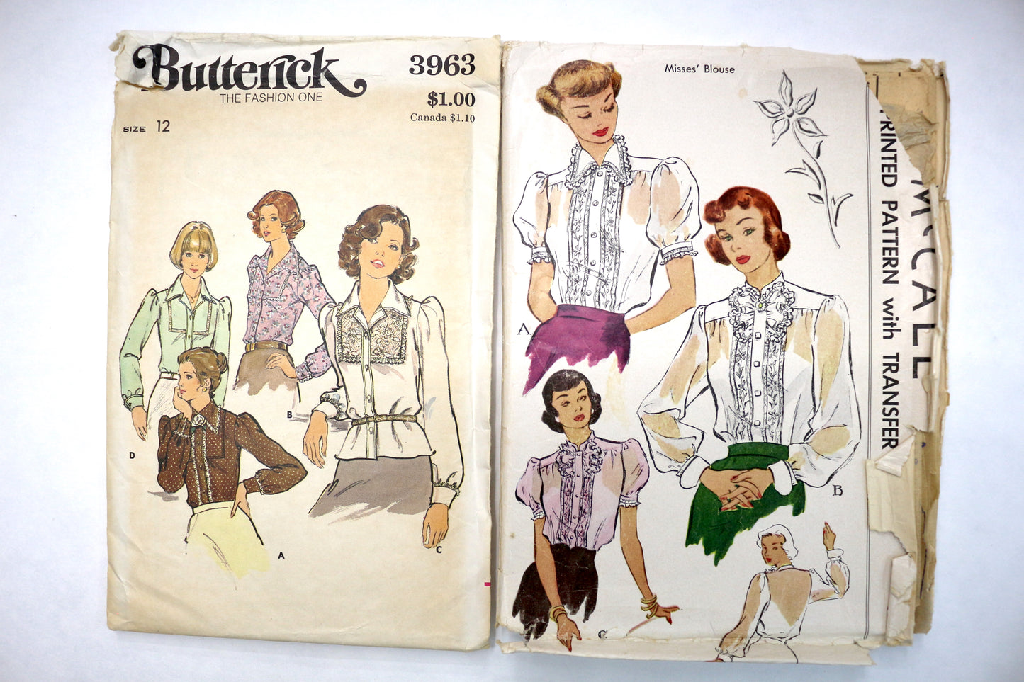 Butterick 3963 Womens Blouse Sewing Pattern or McCalls 1458 Womens Blouse Sewing Pattern