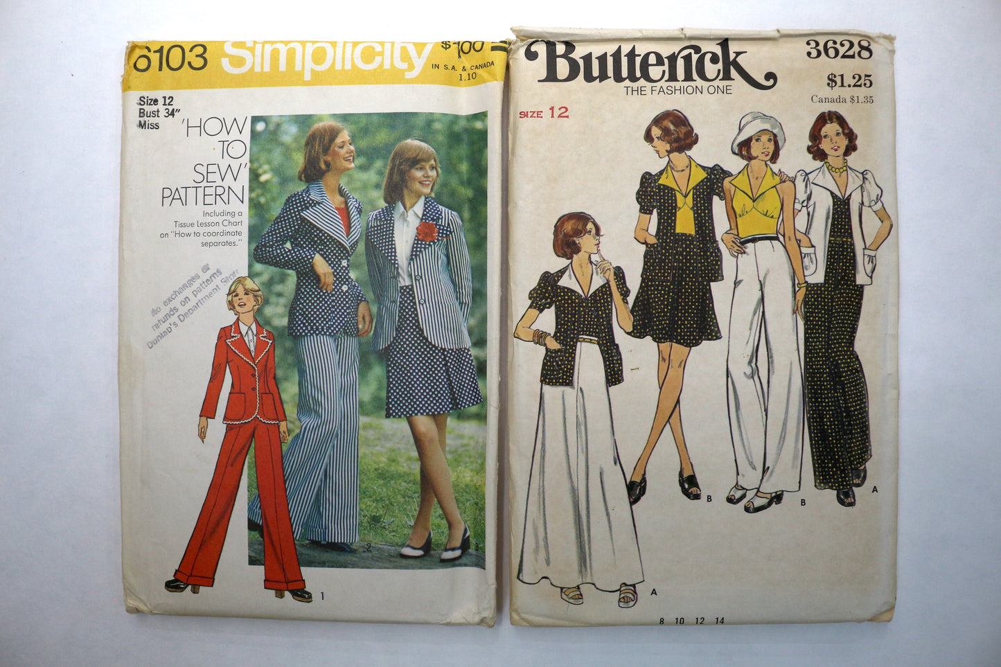 Butterick 3628 Womens Pants Sewing Pattern or Simplicity 6103 Womens Suit Sewing Pattern