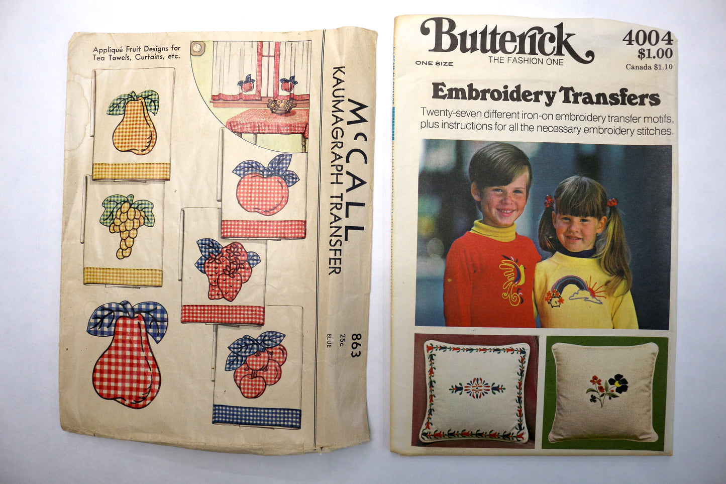 McCalls 863 Kaumagraph Transfer or Butterick 4004 Embroidery Pattern