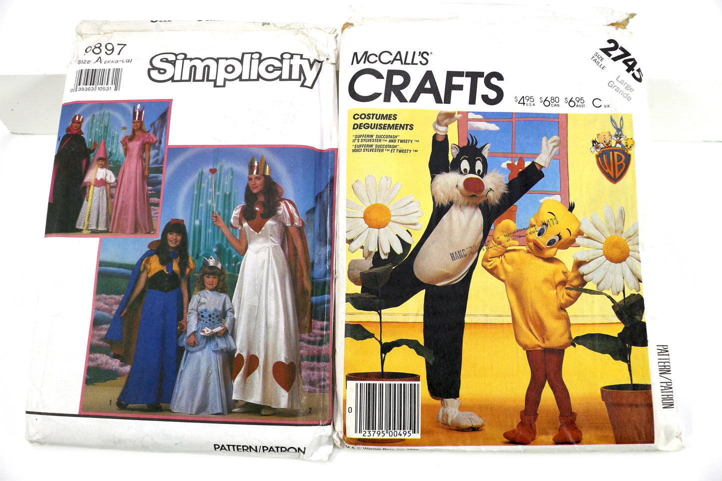 Simplicity Wizard of Oz Costume Sewing Pattern or McCalls 2745 Looney Tunes Costume Sewing Pattern