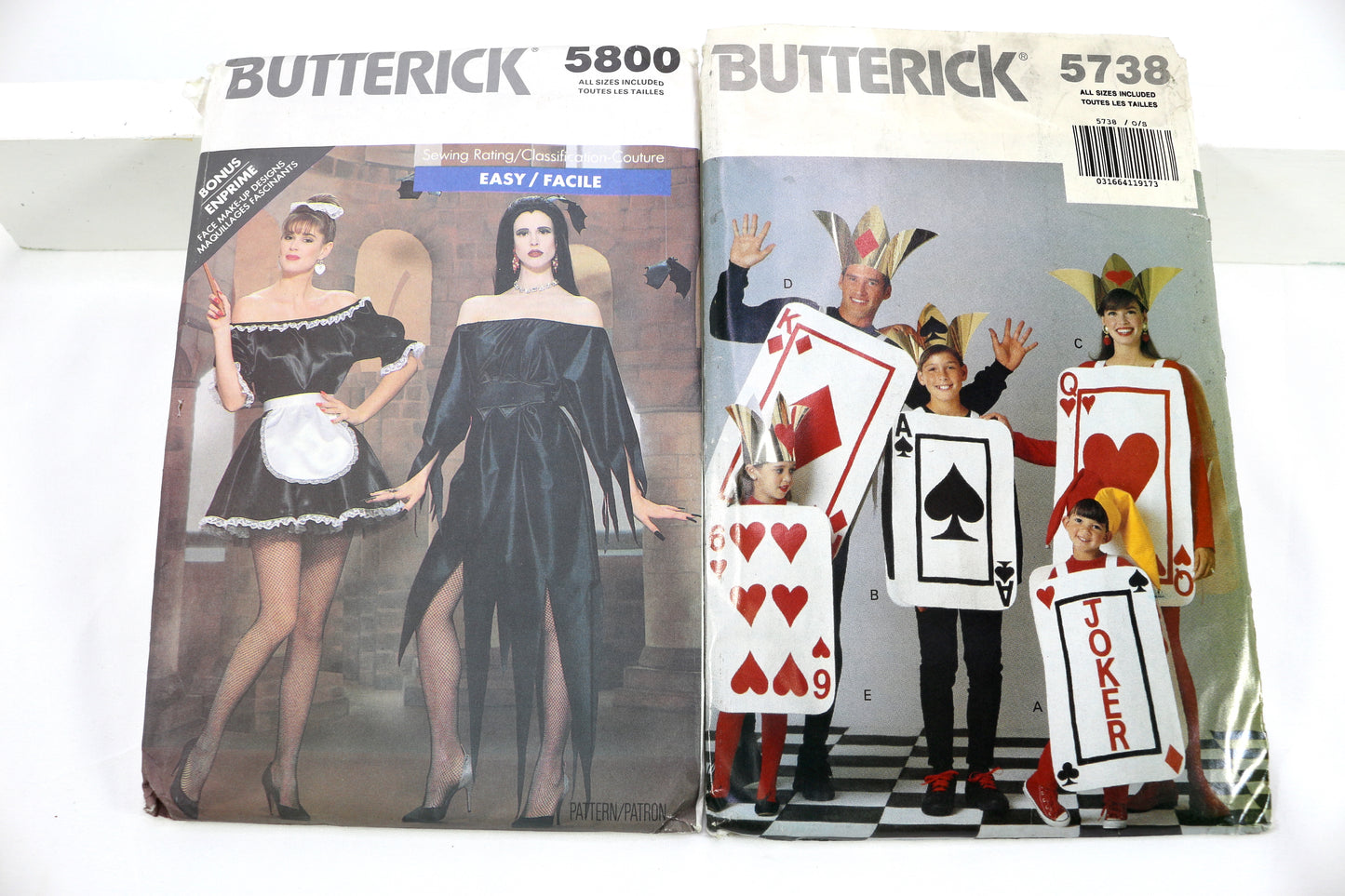 Butterick 5800 French Maid Costume Sewing Pattern or Butterick 5738 Card Playing Costume Sewing Pattern