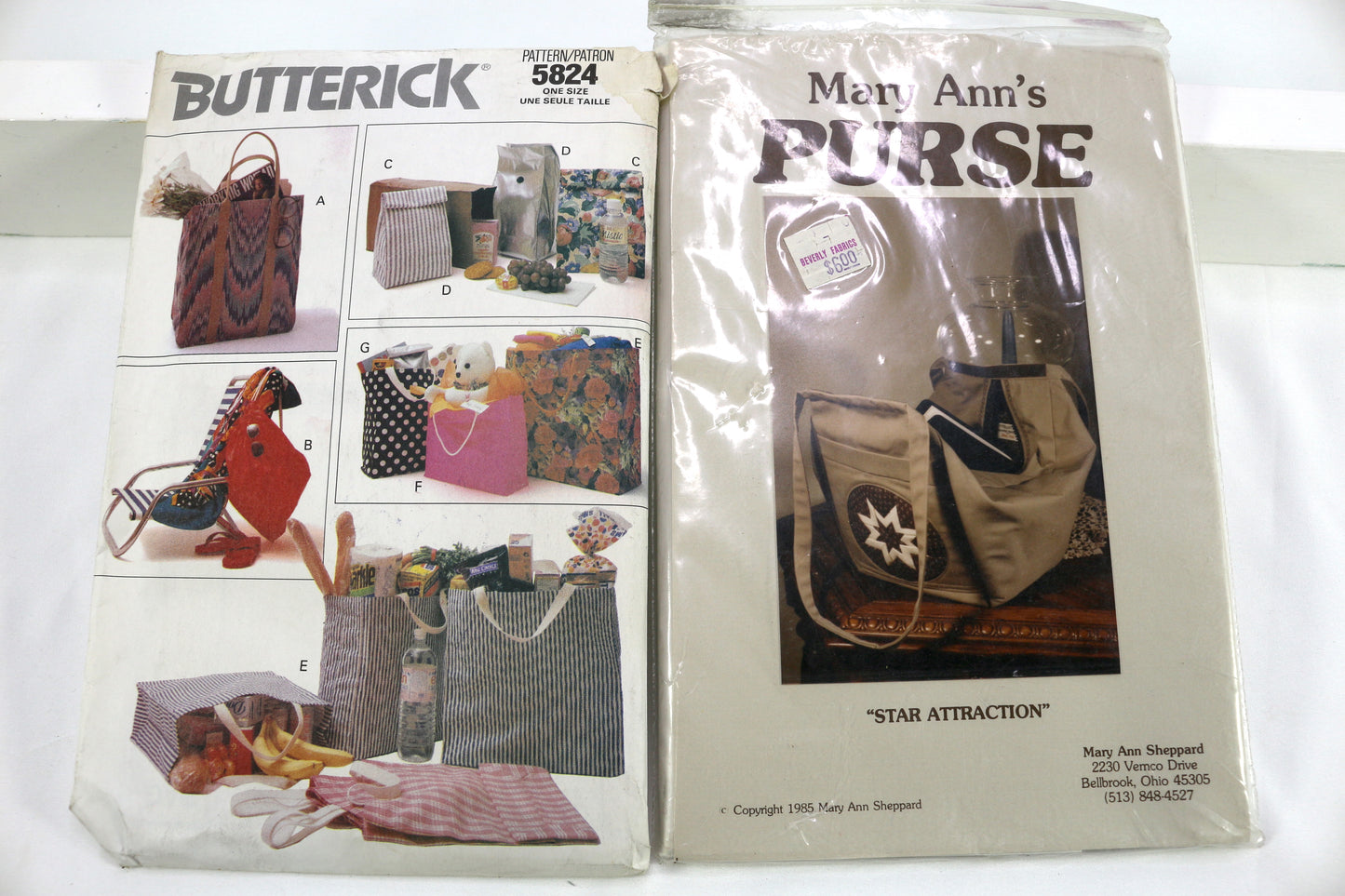 Butterick 5824 Tote Bag Sewing Pattern or Mary Anns Purse Sewing Pattern