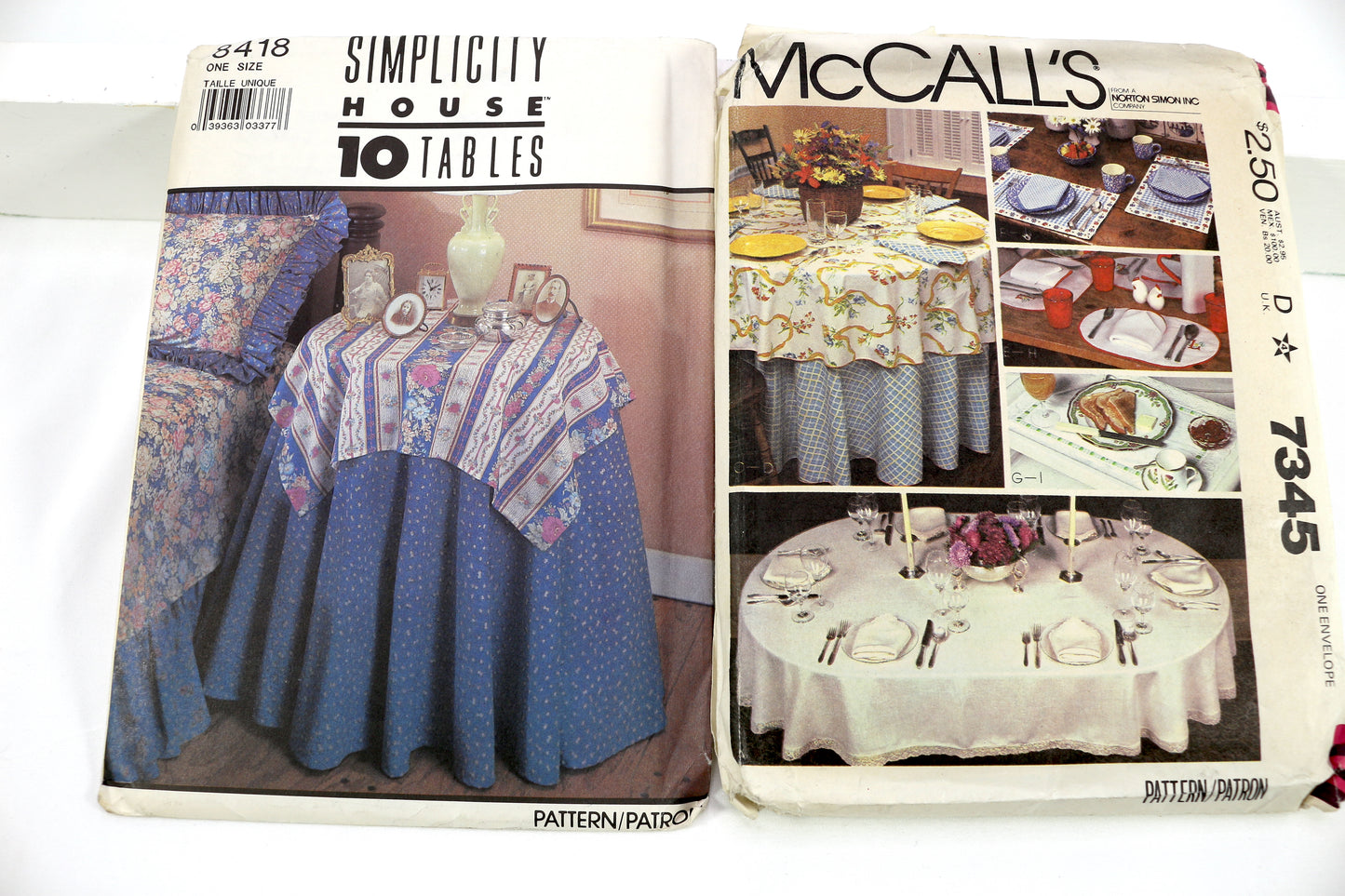 Simplicity 8418 Table Cloth Sewing Pattern or McCalls 7345 Table Linens Sewing Pattern