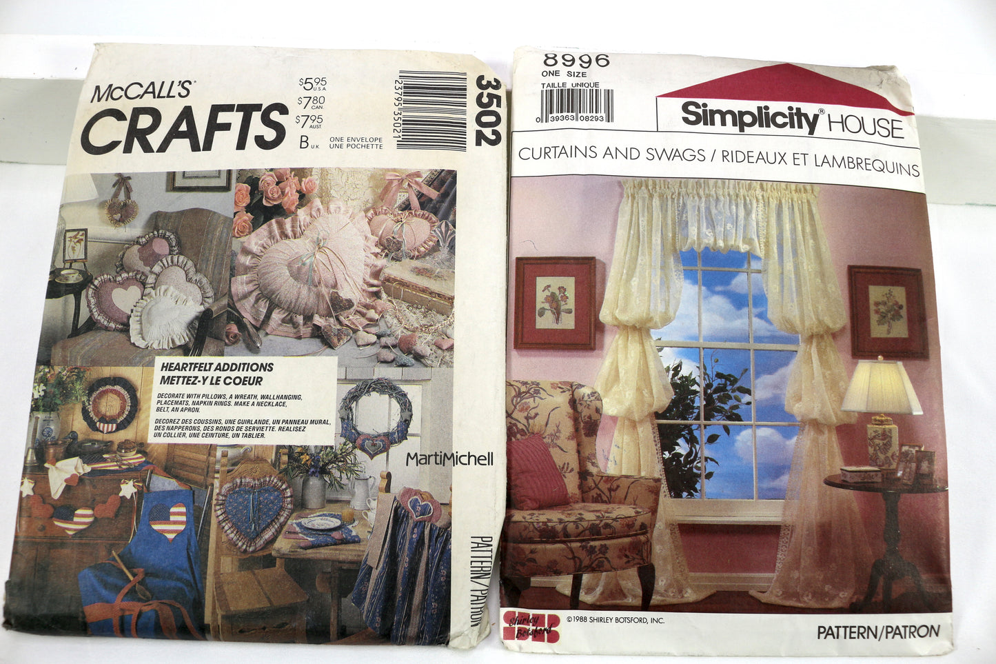 McCalls 3502 Heartfelt Additions Sewing Pattern or Simplicity 8996 Curtains & Swag Sewing Pattern
