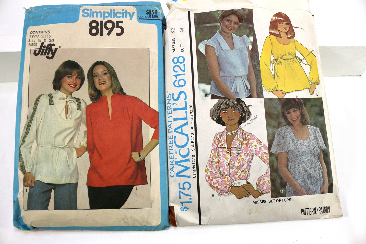 Simplicity 8195 Womens Top Sewing Pattern or McCalls 6128 Womens Top Sewing Pattern