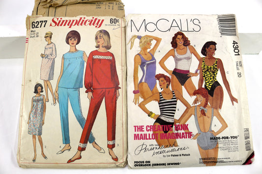 Simplicity 6277 Womens Pajama Sewing Pattern or McCalls 4301 Swimsuit, Leotard Sewing Pattern