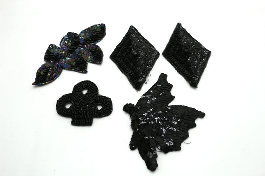 Black Sequined Patch Bundle, Clothing Embellishment & Trim