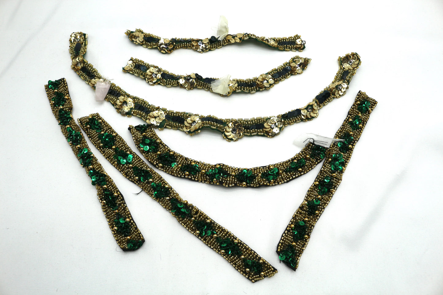 Green & Gold Sequin & Bead Trim Bundle