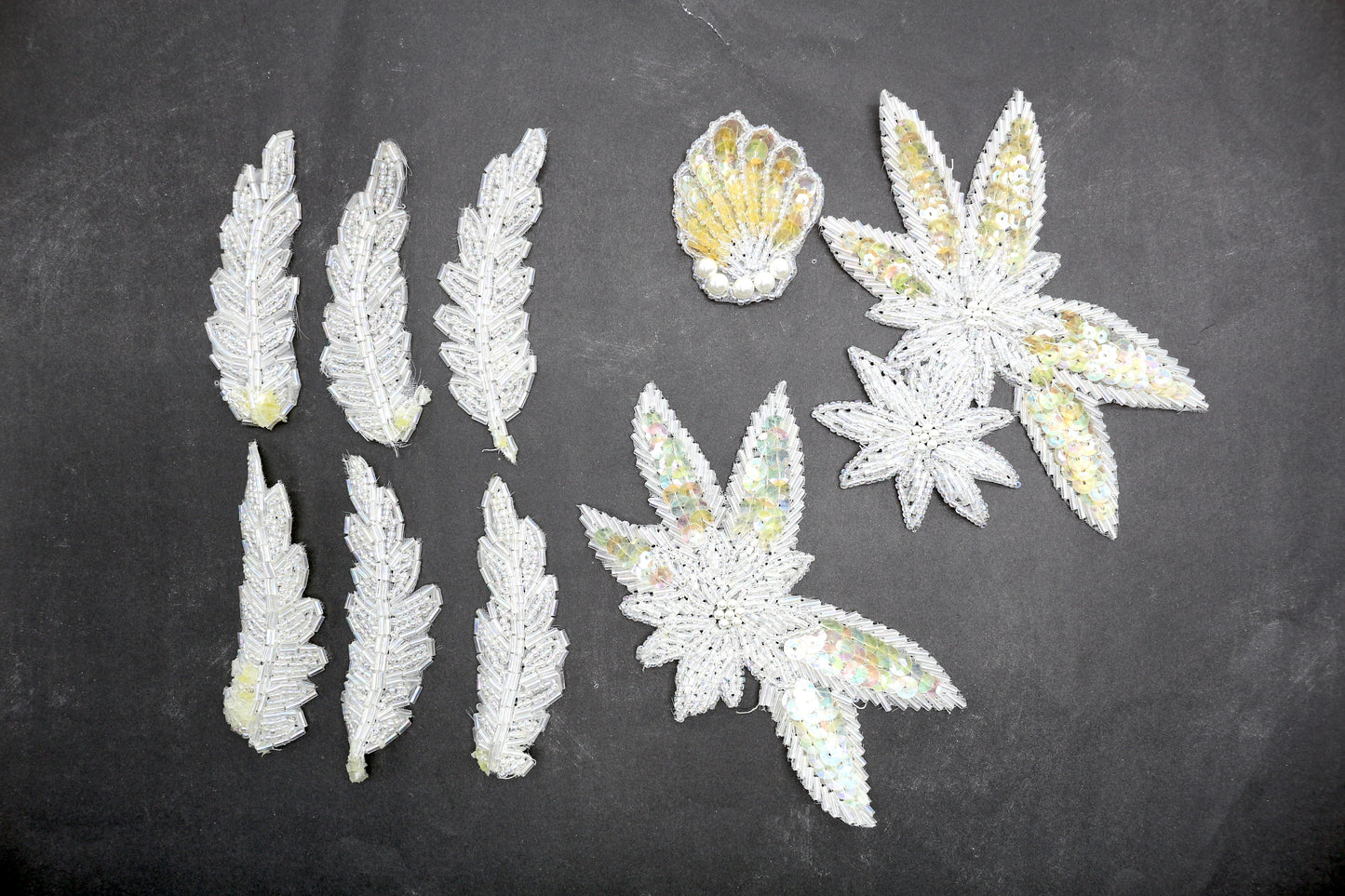 Small Beaded Feather & Flower Embellishments & Trims