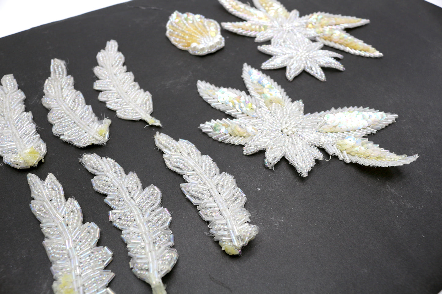 Small Beaded Feather & Flower Embellishments & Trims