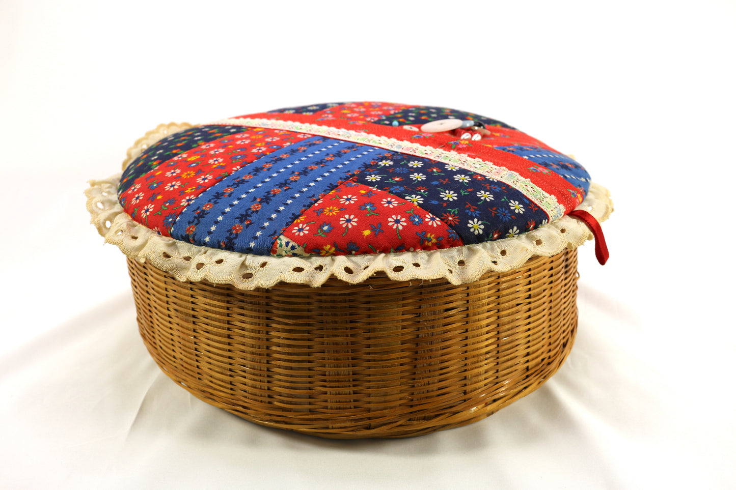 Vintage Sewing Basket with Threads