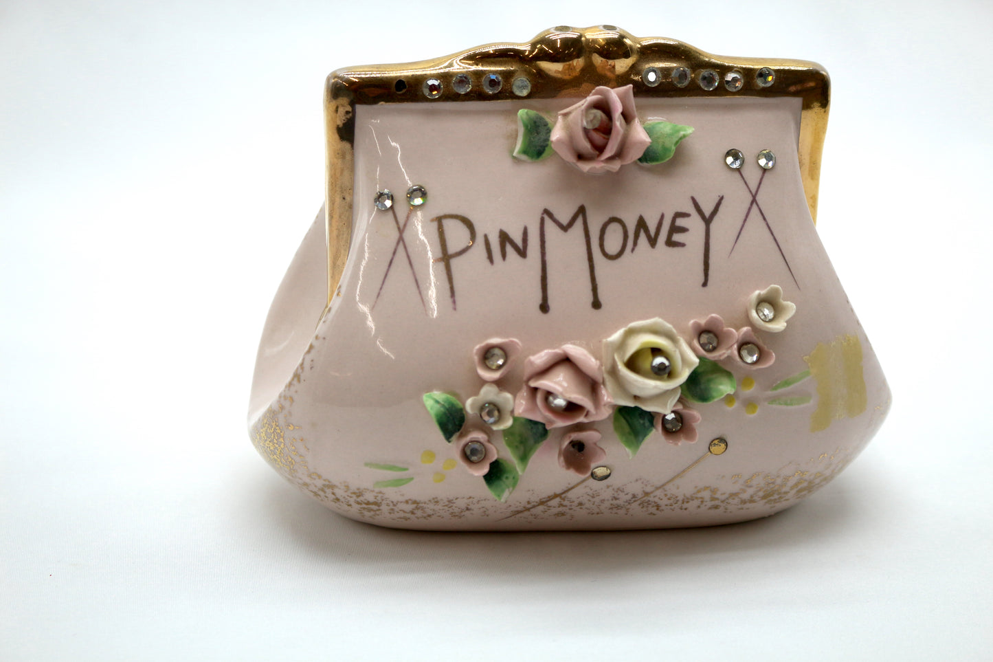 Ceramic Pin Money Piggy Bank, Pink Purse