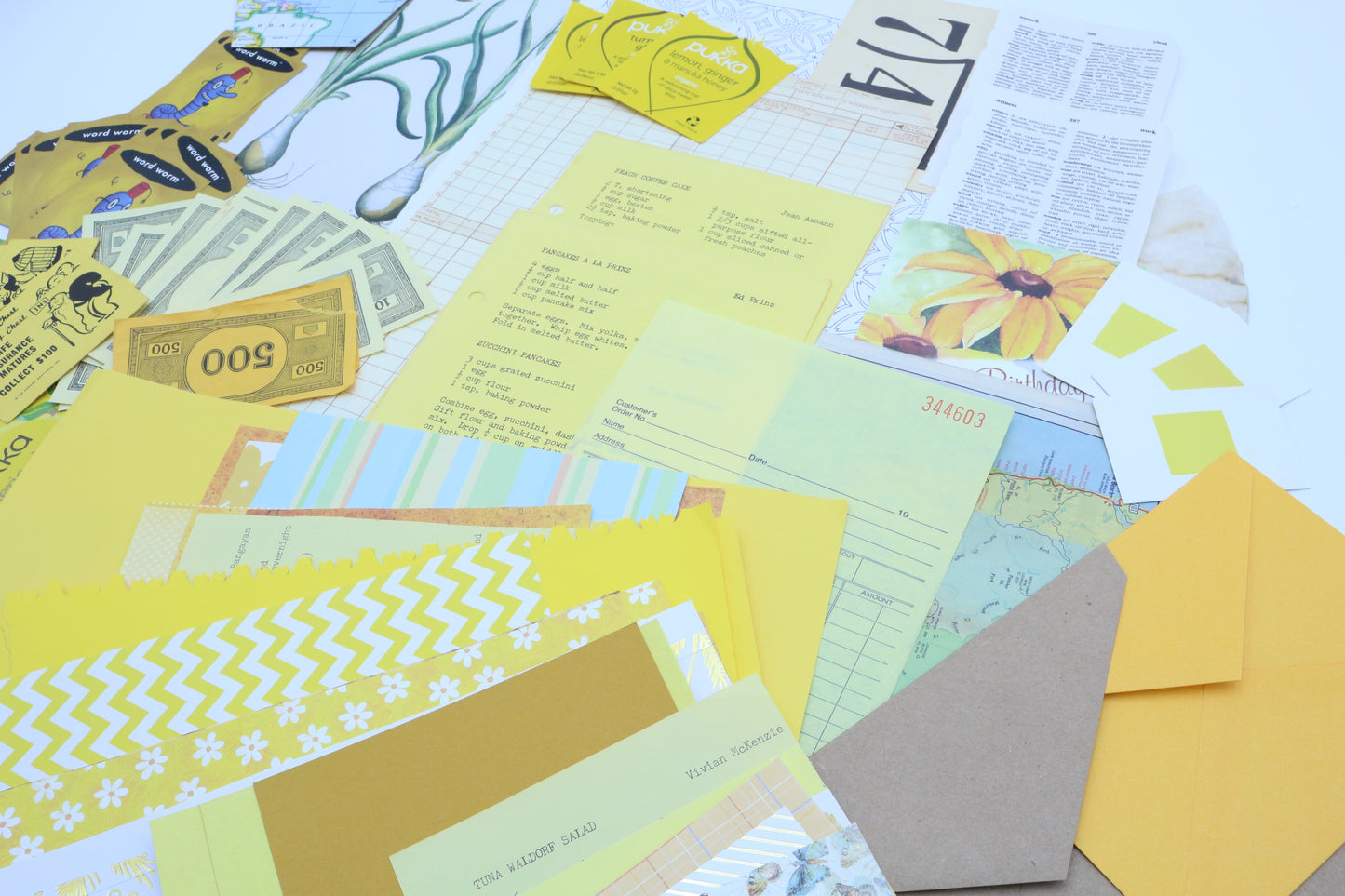 Yellow Junk Journal Kit, Scrapbooking Supplies