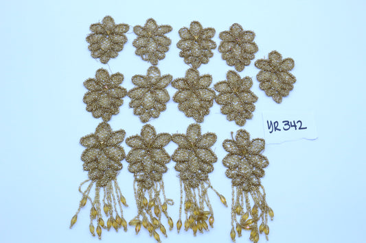 Gold Beaded Flower Applique Bundle