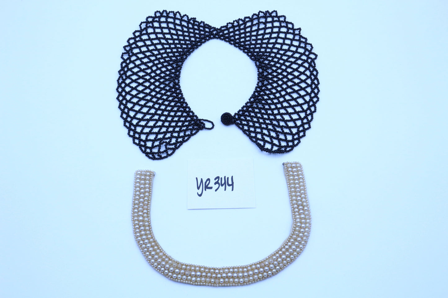 Black Bead Collar, Vintage Pearl Collar