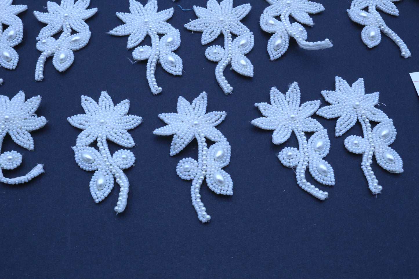 White Beaded Flowers Bundle, Wedding Dress Applique, Pearl Flowers