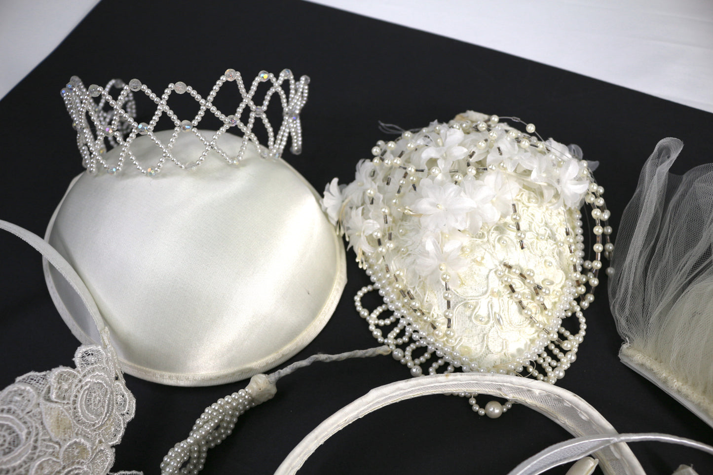 Wedding Veil Bundle, Wedding Hat, Pearl Headband, Crown DIY