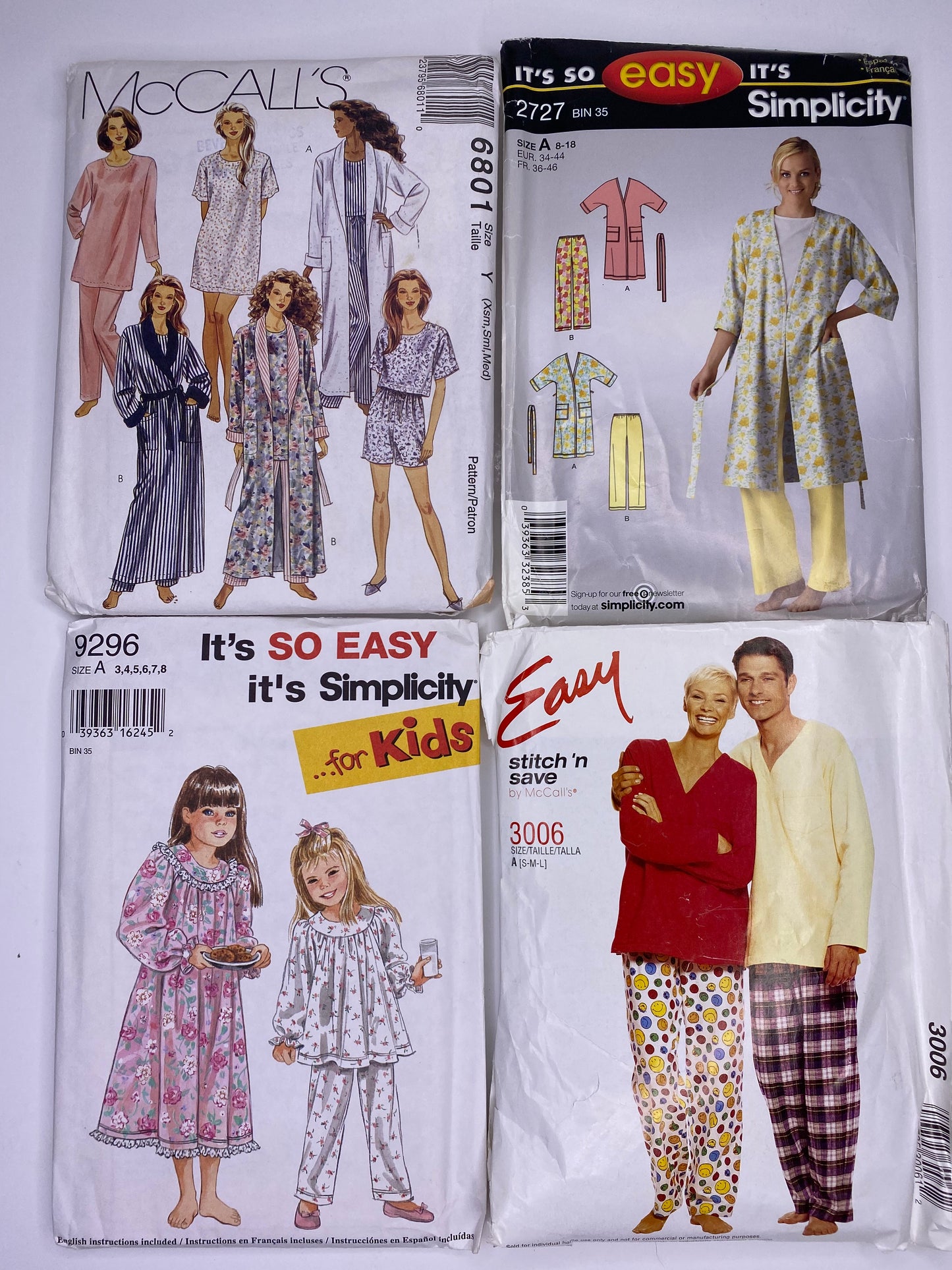 McCall's 6801, Simplicity 2727, Simplicity 9296, Stitch N' Save 3006 Sewing Pattern PK057