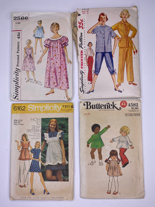 Simplicity 2566, Simplicity 4473, Simplicity 6162, Butterick 4582 Sewing Pattern PK058