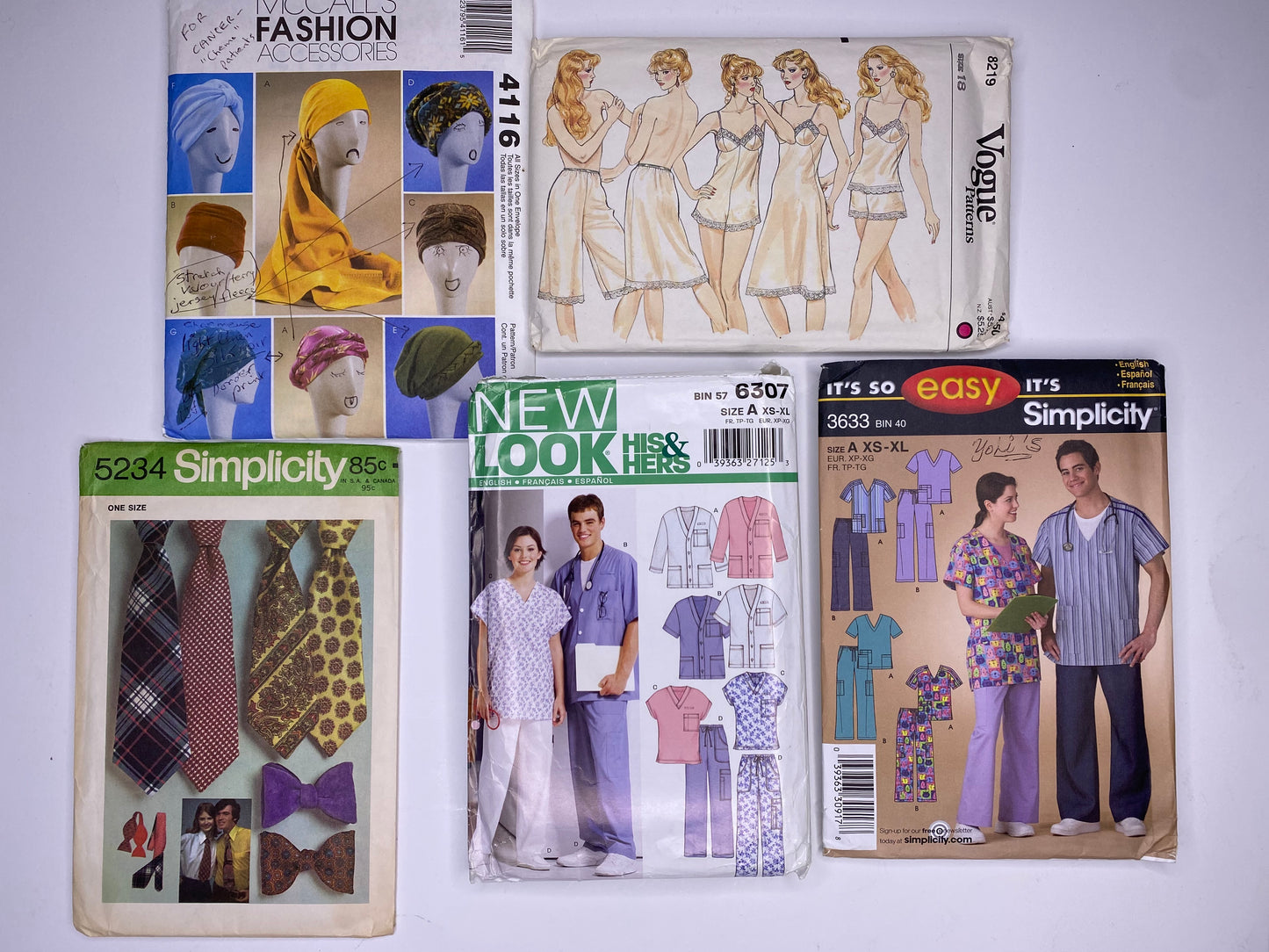 McCalls 4116, Vogue 8219, New Look 6307, Simplicity 3633, Simplicity 5234 Sewing Pattern PK074