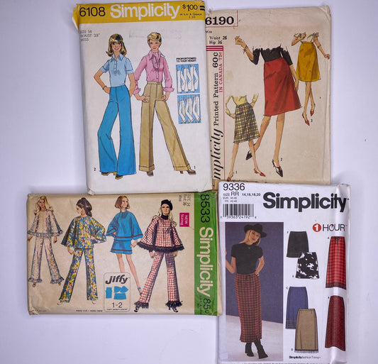 Simplicity 6108, Simplicity 6190, Simplicity 8533, Simplicity 9336 Sewing Pattern PK103