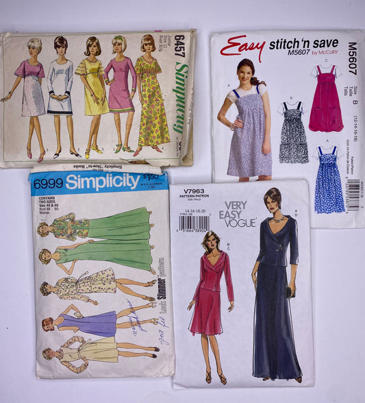 Simplicity 6457, Easy Stitch N Save M5607, Simplicity 6999, Vogue V7963 Sewing Pattern PK126