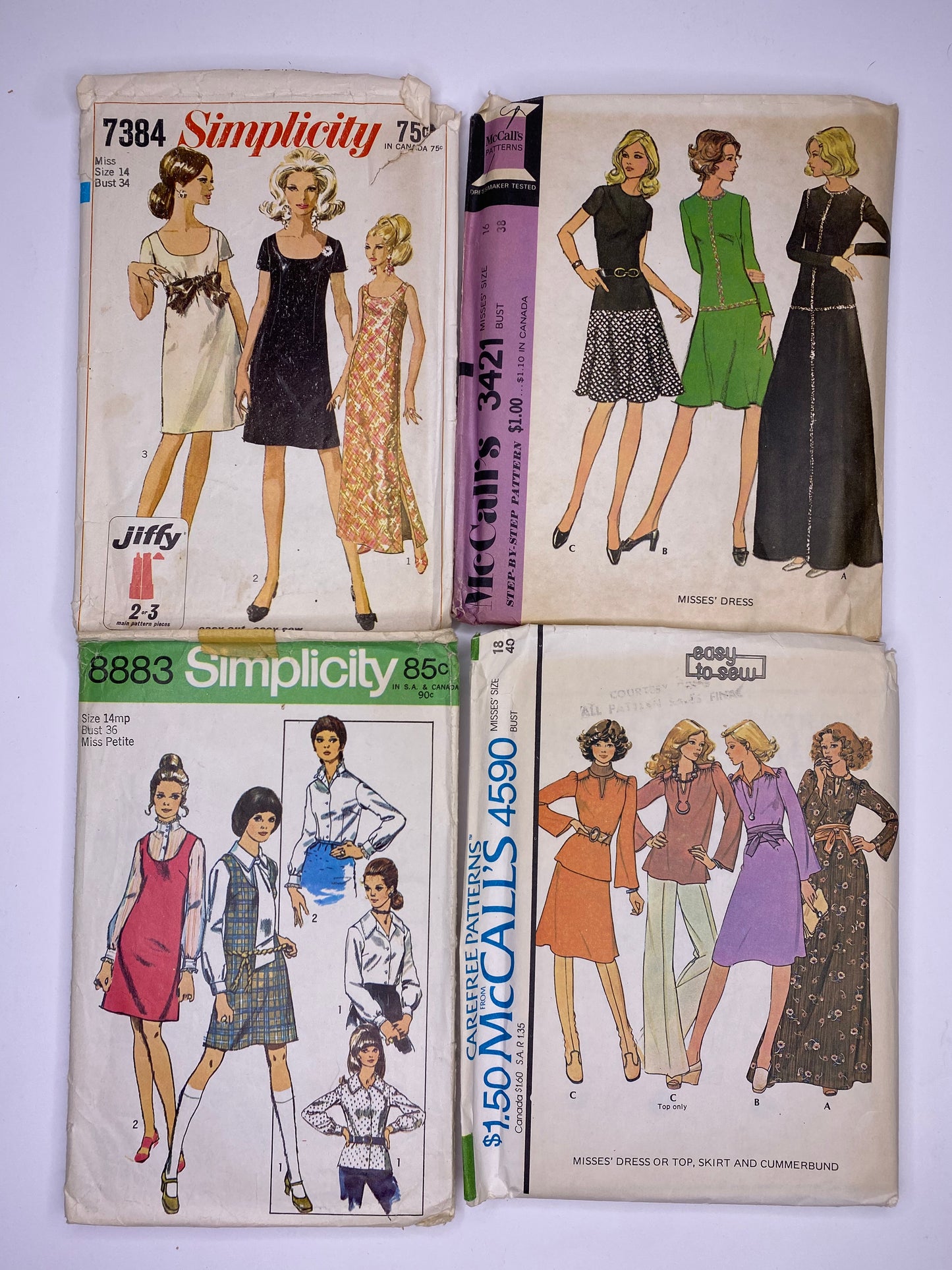 Simplicity 7384, McCalls 3421, Simplicity 8883, McCalls 4590 Sewing Pattern PK140