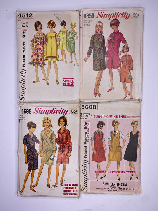 Vintage Simplicity 6659 60's Dress Sewing Pattern, Simplicity 6698 60's Dress Sewing Pattern , Simplicity 5608 Sewing Patterns PK141