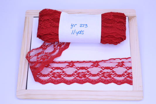 2.5 Red Scalloped Lace Sewing Trim 11 yds