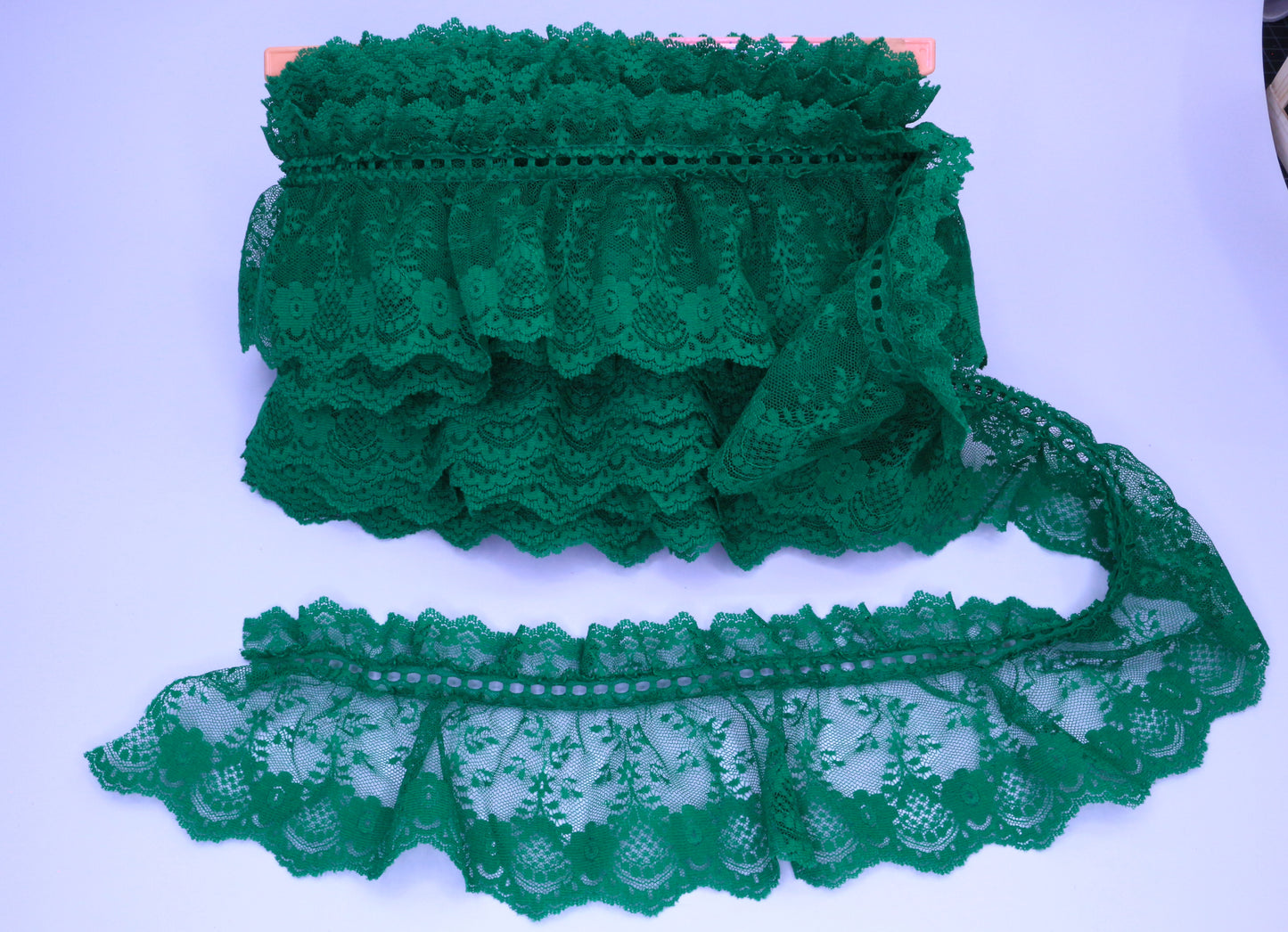 Beautiful Green Lace Trim 5" -4- pre cut pieces