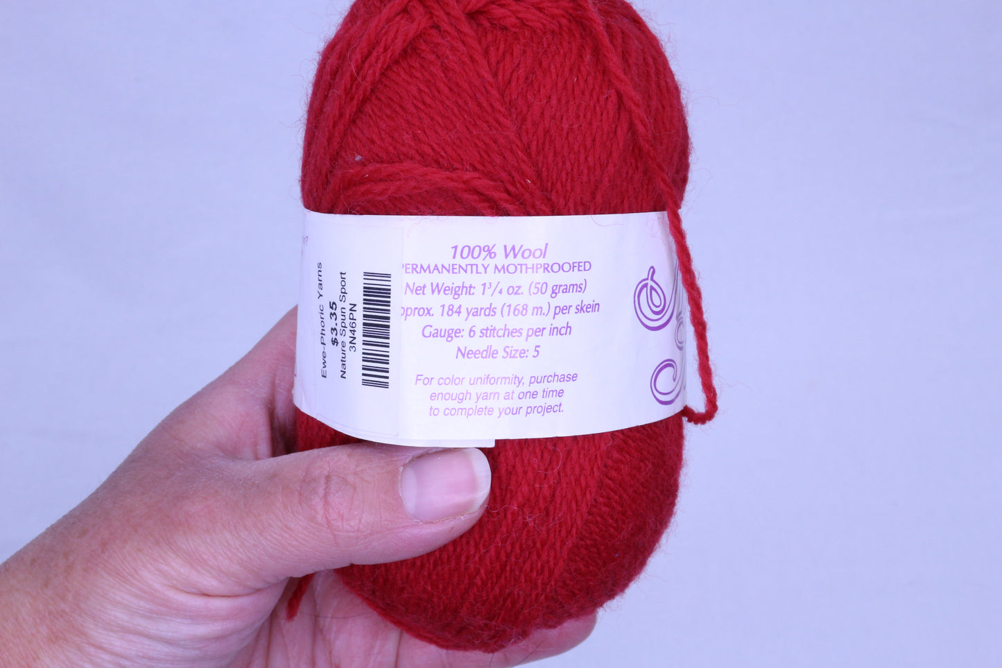 Nature Spun Red 100% Wool Yarn Skein