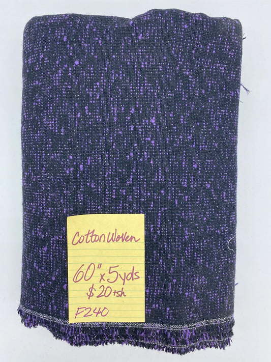 Black & Purple Cotton Woven Heavy Fabric 60" x 5 yds