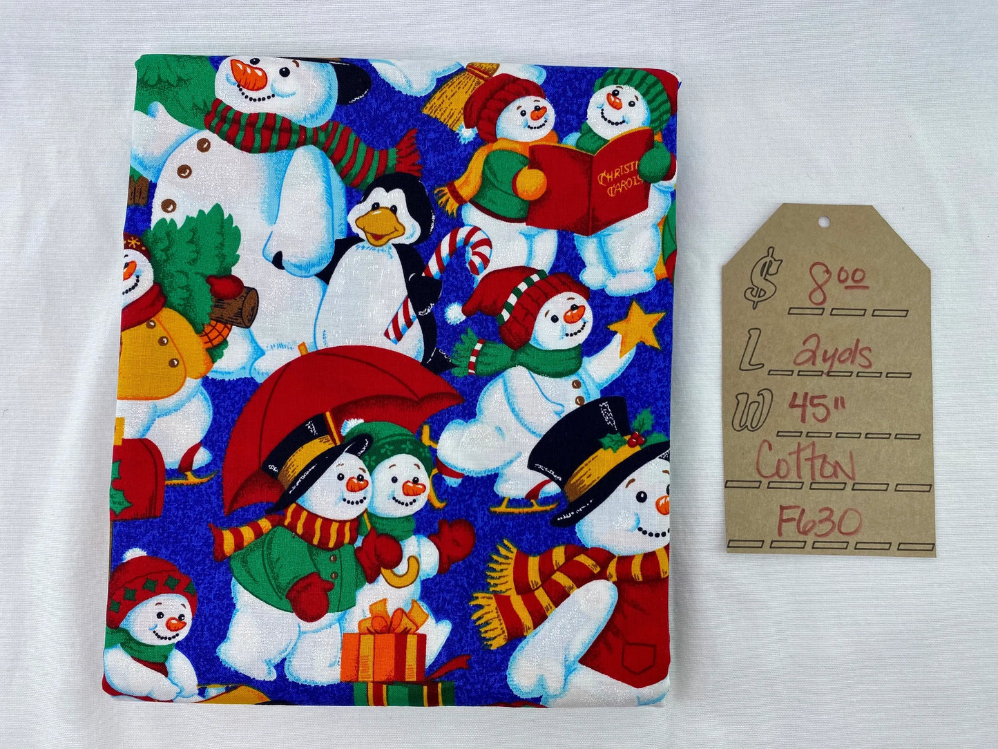 Snowman Christmas Cotton Fabric 45" x 2 yds